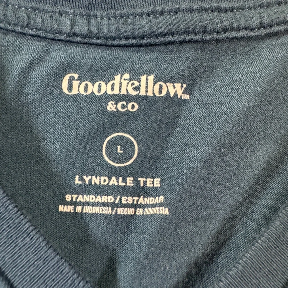 Goodfellow & Co Mens Lyndale Tee V-Neck T-Shirt Large Teal Cotton Blend